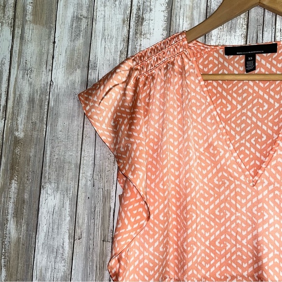 White House Black Market Peachy Flutter Sleeve Blouse - Picture 5 of 6